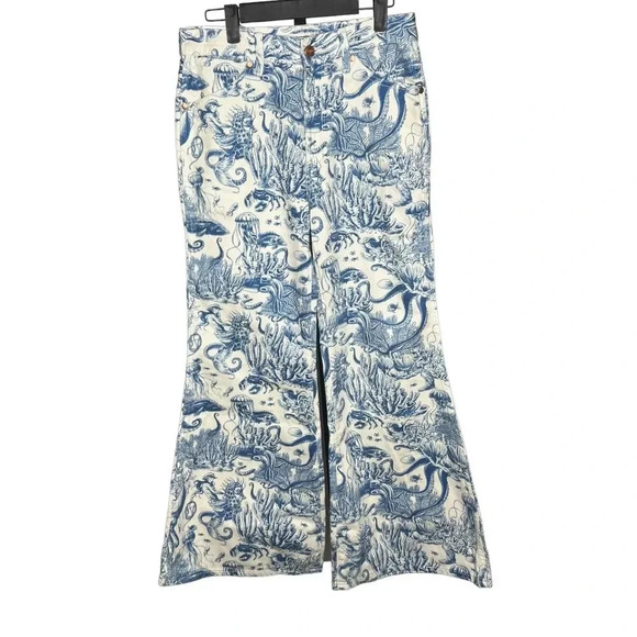 Wrangler High Rise Wanderer Nautical Print Flare Jeans NWT size 27 - Picture 2 of 9